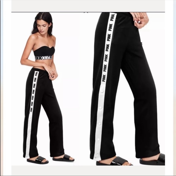 VS pink logo snap bottom sweatpants X small new - Picture 1 of 6